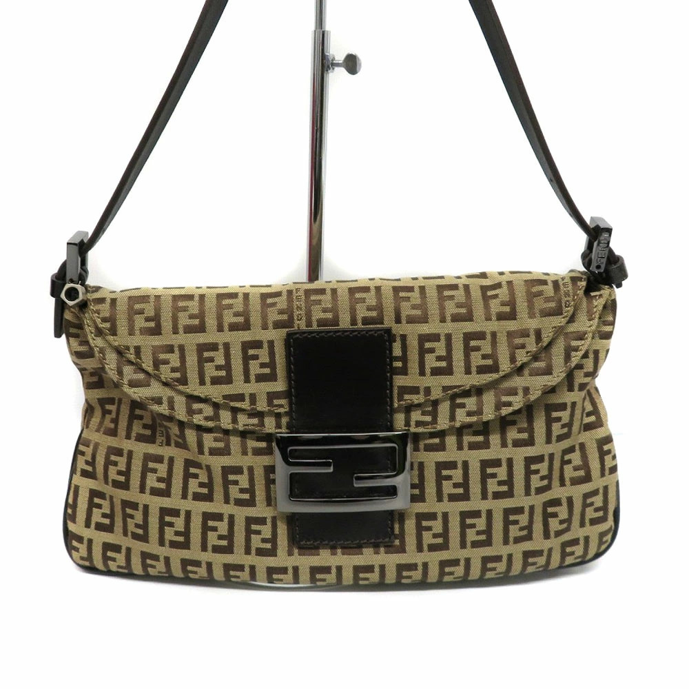 FENDI Mamma Bucket Canvas Zucca Zucchino Beige Handbag